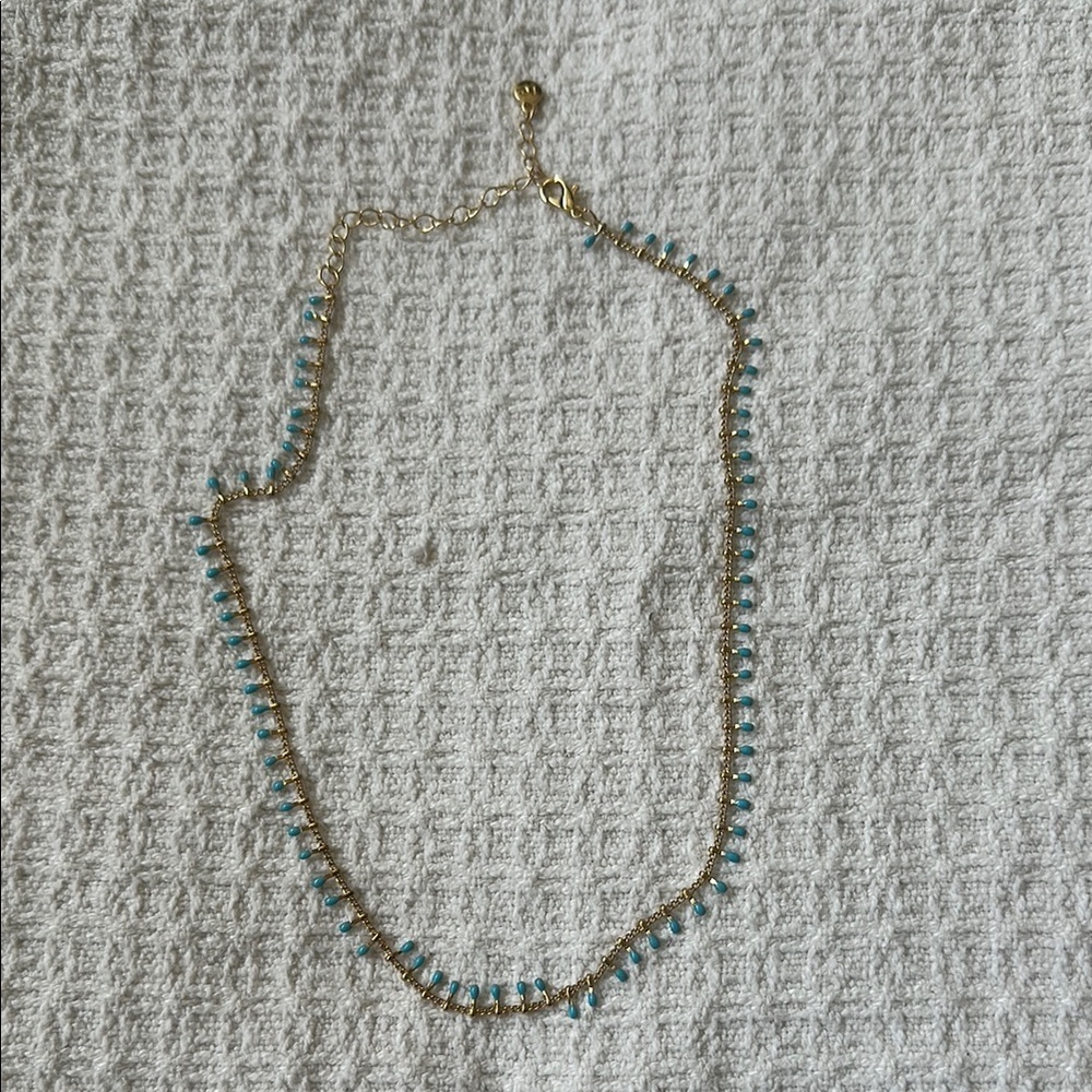Elegant Gold and Blue Beaded Necklace